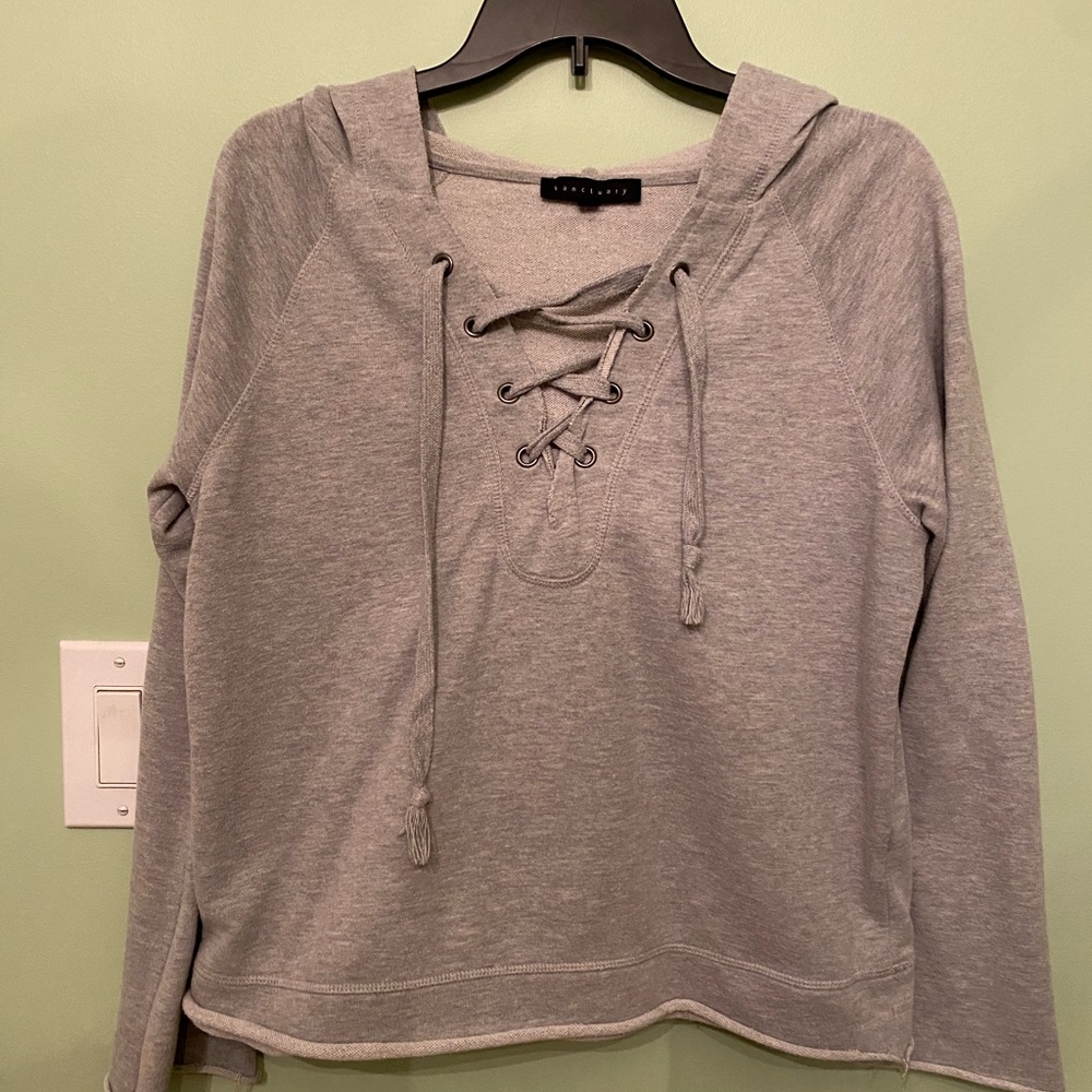 Grey lace up hoodie